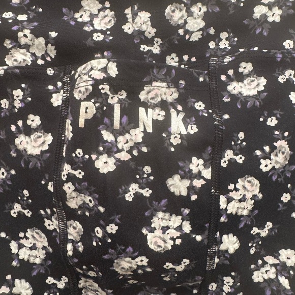 PINK Victoria's Secret Black and White Floral Leggings - Picture 3 of 7